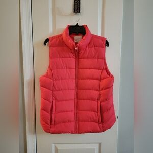 NWT LOFT Quilted Puffer Vest Watermelon Pink / Coral Size Large
